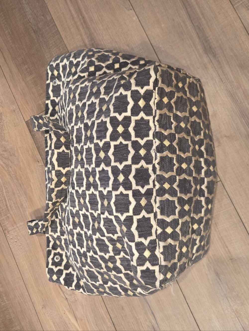 Geometric Gray & Beige Fabric Tote Bag - Picture 7 of 9